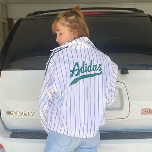 adidas Vertical 3-Stripe White Windbreaker Jacket